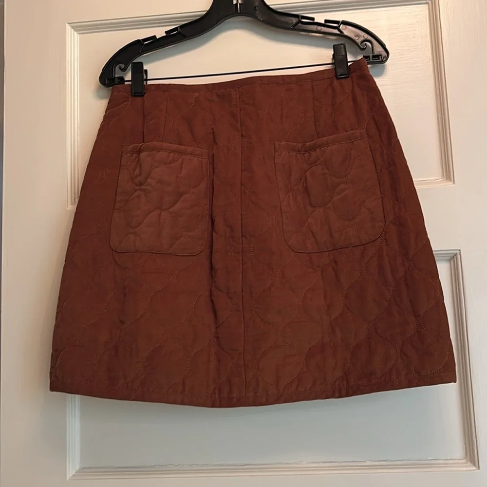Madewell Corduroy Quilted Brown‎ Button Skirt Size 8